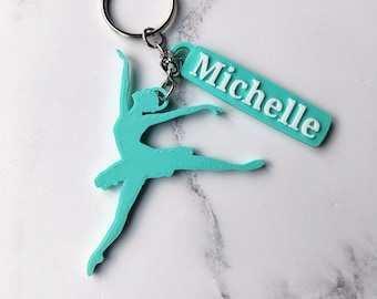 Personalised ballerina keyring, Personalized ballet keychain, small personalised ballet gift, under 5 pounds, ballerina book bag tag