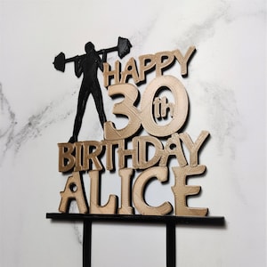 Gym Cake Topper female, Fitness girl Cake Topper, Weightlifting woman Personalised Cake Topper, Birthday, Bespoke Cake Topper