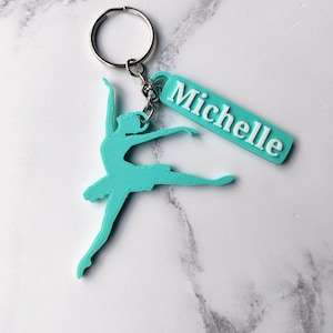 Personalised ballerina keyring, Personalized ballet keychain, small personalised ballet gift, under 5 pounds, ballerina book bag tag