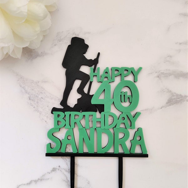 Hiker Cake Topper, Fitness Cake Topper, Walking Personalised Cake Topper, Birthday, Bespoke Cake Topper