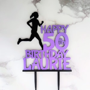 Runner female Cake Topper, Jogging girl Cake Topper, Running female Personalised running Cake Topper, Birthday, Bespoke Cake Topper