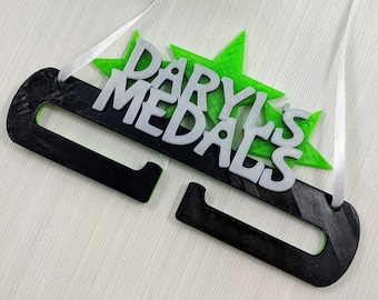 Personalised medal holder, bespoke medal display, personalized medal display holder, star medal holder, sports award display