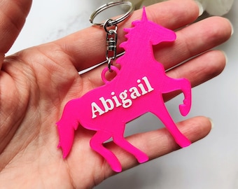 Personalised unicorn keyring, Personalized keychain, under 5 pounds, unicorn book bag tag, party bag filler, name tag, 3D Printed