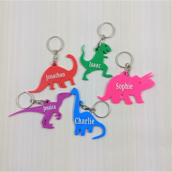 Personalised Dinosaur Keyring Personalized Keychain Under 5 Pounds Dinosaur Book Bag Tag Party Bag Filler Name Tag 3D Printed Etsy