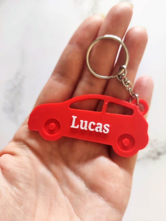 Personalised Car Keyring, Personalized Car Keychain, Under 5 Pounds, Car  Book Bag Tag, Party Bag Filler, Name Tag, Boy Girl Gift 