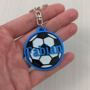 Personalised football keyring, Personalized football keychain, small personalised gift, under 5 pounds, book bag tag, party favour, name tag