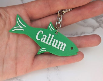 Personalised Fish keyring, Stocking filler, stocking stuffer, kids, Fishing gift, Small present, fishing gift, personalised keychain