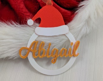 Personalised Christmas Decoration, Xmas Bauble, Personalised Tree Decoration, Santa Hat Bauble, Bespoke Tree Decoration