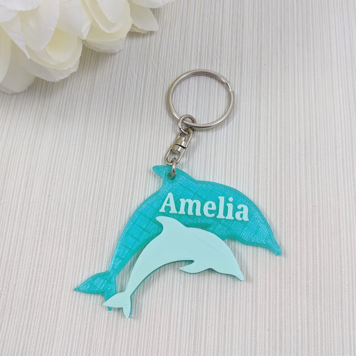 Personalised Dolphin keyring dolphin bag tag Birthday gift Etsy
