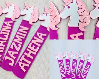 Personalised Unicorn bookmark, Birthday gift, stocking filler, Kids, Girls gift, Small present, personalized book marker, party favour