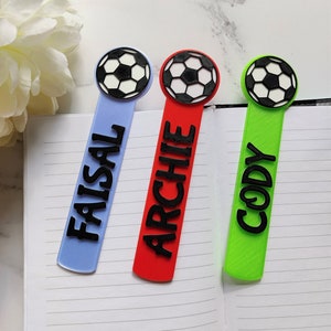 Personalised Football bookmark, Stocking filler, stocking stuffer, kids, Football gift, Small present, Soccer gift, personalised book marker