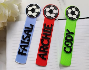 Personalised Football bookmark, Stocking filler, stocking stuffer, kids, Football gift, Small present, Soccer gift, personalised book marker