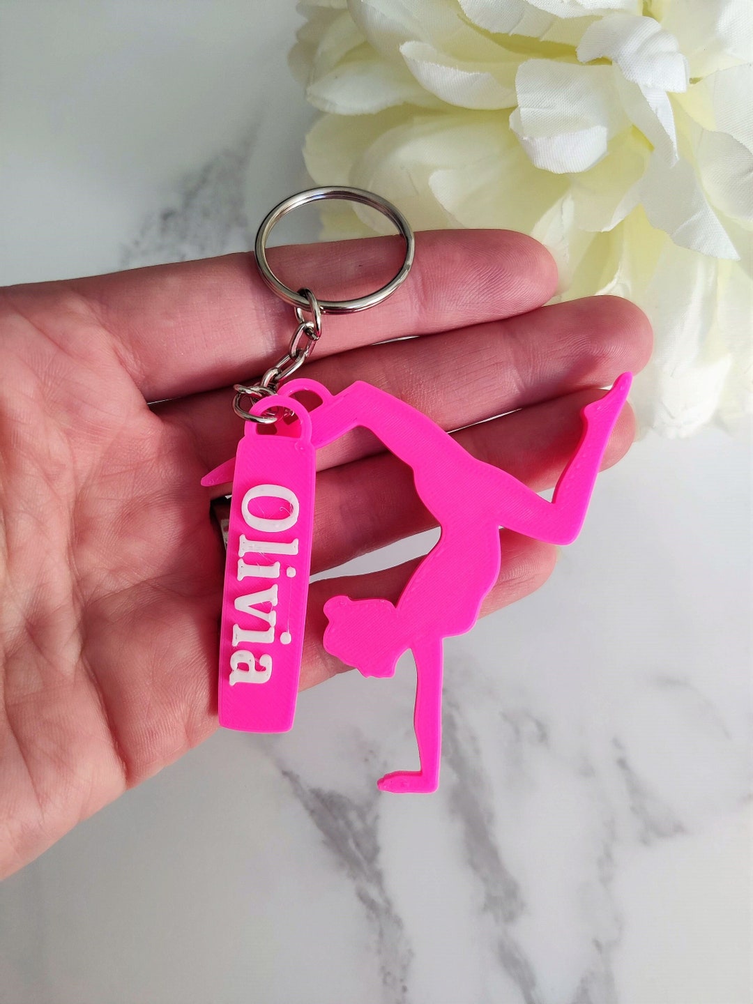Personalised Gymnast Keyring, Personalized Gymnast Keychain, Small