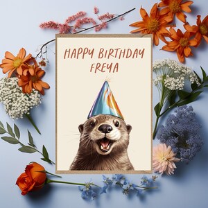 Personalised Otter Birthday Card  Animal Birthday Card
