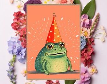 4 pack Frog Birthday Card  for him for her floral flowers mum auntie girlfriend sister friend grandma grandad dad brother