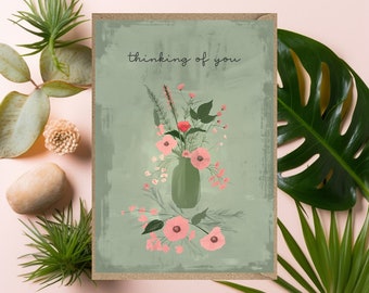 Thinking of you Card sympathy flowers floral