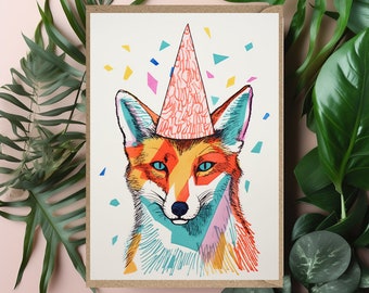 Fox Birthday Card  Animal Birthday Card