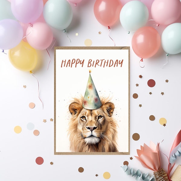 Carte d'anniversaire lion Carte d'anniversaire animal