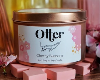 Cherry Blossom Soy Candle Rose Gold Tin Vegan Cruelty Free