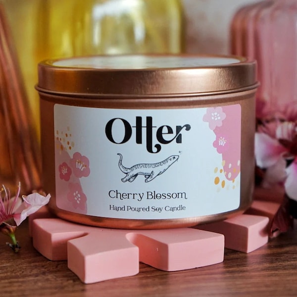 Cherry Blossom Soy Candle Rose Gold Tin Vegan Cruelty Free