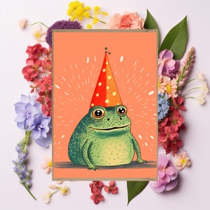 Frog Greetings Card birthday thank you card for her for him for child pastel colours sister friend mum