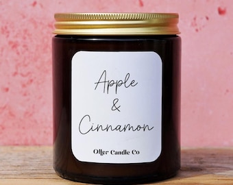 Apple & Cinnamon Soy Candle | Handmade Natural Soy Wax Candle | Warm Spiced Autumn Candle | Cosy Home Fragrance