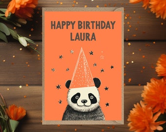 Personalised Panda Birthday Card  Animal Birthday Card