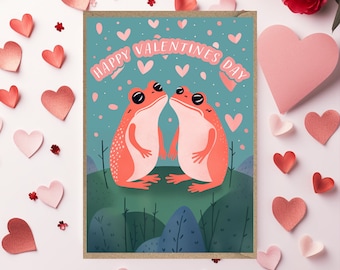 Frog Valentines Card happy cute funny couple card for him for her for girlfriend boyfriend partner husband wife valentines frogs animal