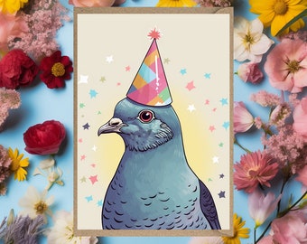 Pigeon Birthday Card Animal Birthday Card bird dad grandad friend boyfriend sister for him for her