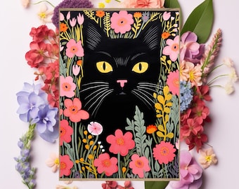 Cat Greetings Card  birthday thank you card for her for him general