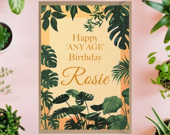 Personalised any age Birthday Card houseplant for mum grandma aunt 40th 50th 60th 65th 70th 75th 80th 85th 90th 95th 100th 101st 102nd 103rd