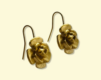 Genuine Vintage Gold-Plated Flower Earrings for Pierced Ears