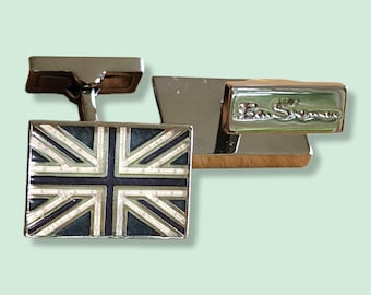 Genuine Ben Sherman Polished Metal Union Jack Design Cufflinks -Made in UK