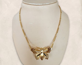 Vintage Necklace - 18K Gold Plated Butterfly Necklace