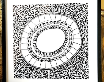 Original Framed Hand Drawn Doodle Art #16
