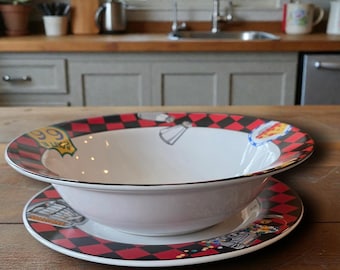 Vintage Sue Zipkin 1993 Sakura "Roadside" Genuine Stoneware Plate & Bowl Set