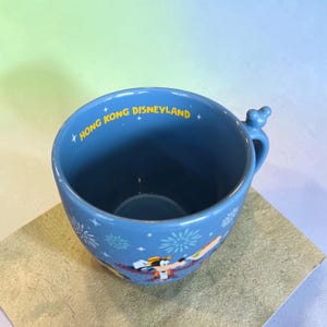 Vintage Hong Kong Disneyland Mickey Mouse & Friends Blue Ceramic Coffee Mug Cup image 6