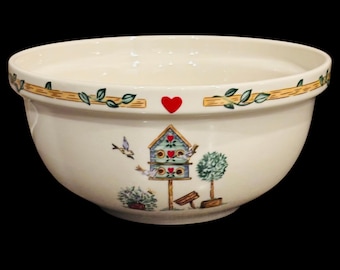 Vintage Thompson Pottery (Birdhouse Pattern) 8" Mixing Bowl
