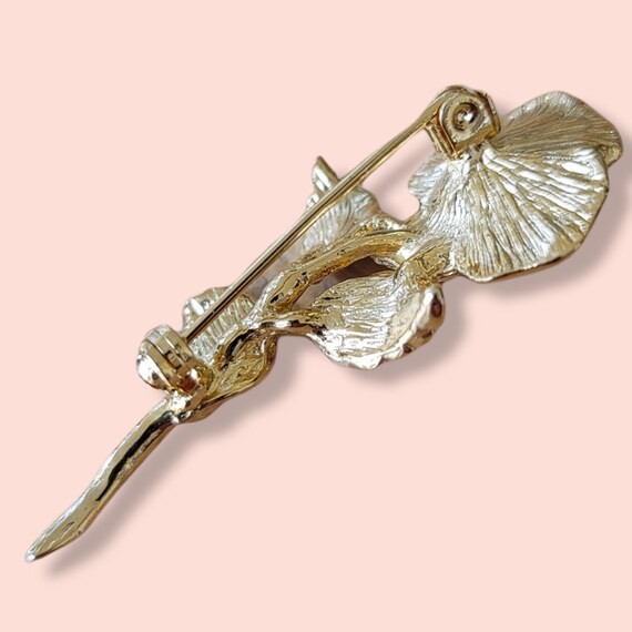 Broche Ancienne Plaquée Or Avec Perle Fleur - Vintage, 5cm, Excellent état, Jamais Servie