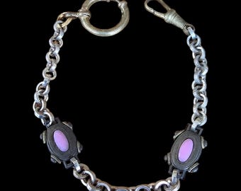 Vintage Fob Chain- Vintage Fob Chain with Pink Stone - Made in UK
