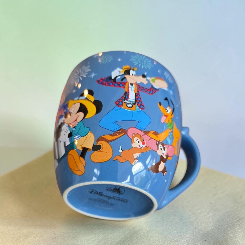 Vintage Hong Kong Disneyland Mickey Mouse & Friends Blue Ceramic Coffee Mug Cup image 8