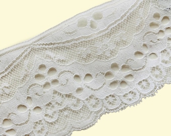 Genuine Vintage White Nylon Lace 55 mm - Made in France