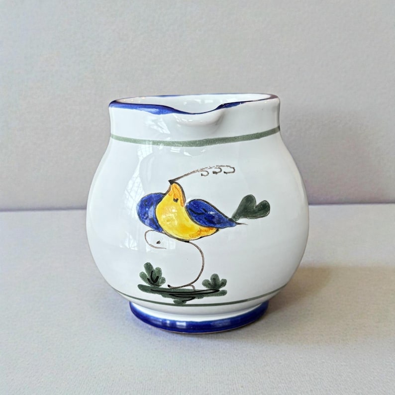 Vintage 1970's Hand Painted Ceramic Italian Deruta Folk Art Pitcher - Etsy