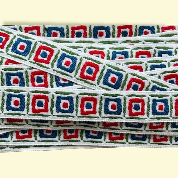 Genuine Vintage 100% Cotton Red/Green/Blue 3/4" Wide Trim