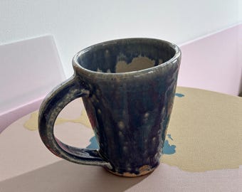 Unique Handmade Studio Pottery Hand Crafted Ceramic Mug - Midnight Blue Color