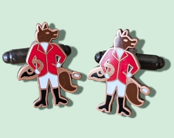 Fox with Riding Crop Cufflinks - Made in the UK