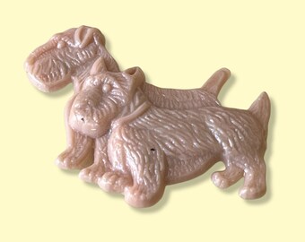 Genuine Vintage Light Pink Old Plastic Scottie Dog Brooch - Made in U.S.A