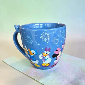 Vintage Hong Kong Disneyland Mickey Mouse & Friends Blue Ceramic Coffee Mug Cup image 4