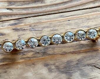 Genuine Vintage Swarovski Crystal Bar Pin Gold Plated Bezel Setting
