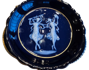 Vintage Art Deco Cobalt Blue Limoge Porcelain Dish - Made by Tharaud in France